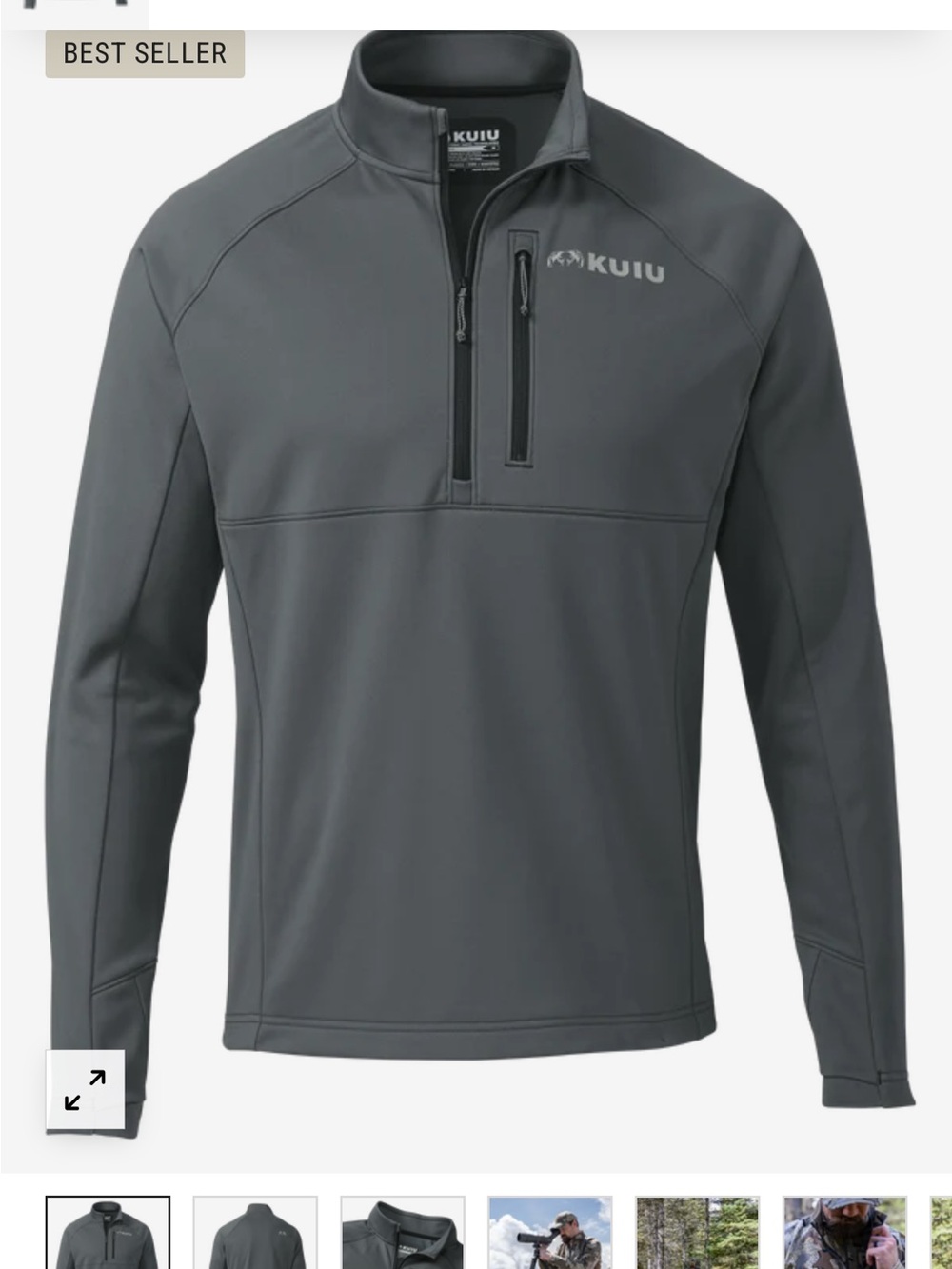 KUIU Gunmetal Strong Fleece 190 Zip-T 3XL Performance Jacket
